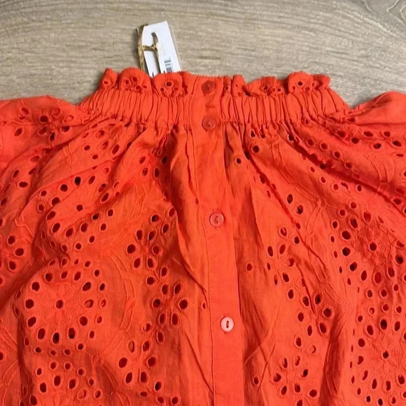 NWT House of Harlow 1960 Eyelet Coral Blouse Sz XL - Picture 8 of 9